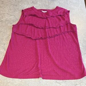 (J43) Como Blu Sz L, Fuchsia Ruffle Tank Top